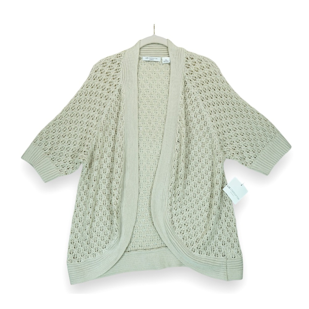NWT Liz Claiborne Tribal Beat Open Front Cardigan Jacket Women 1X‎ Short Sleeve